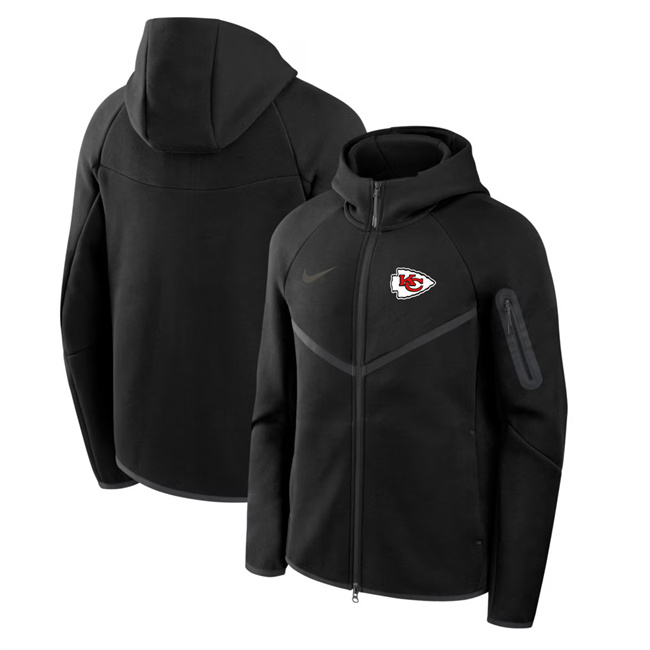 Men's Kansas City Chiefs Black Tech Fleece Full-Zip Windrunner Hoodie